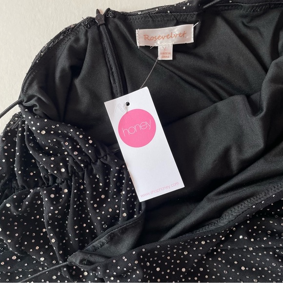 Honey Sparkle Strappy Mesh Dress in Black - Picture 7 of 8